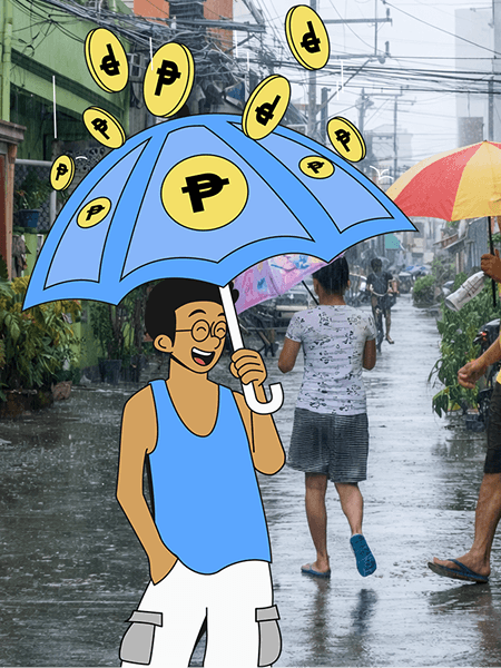 Boss Sky holding a money umbrella in Manila