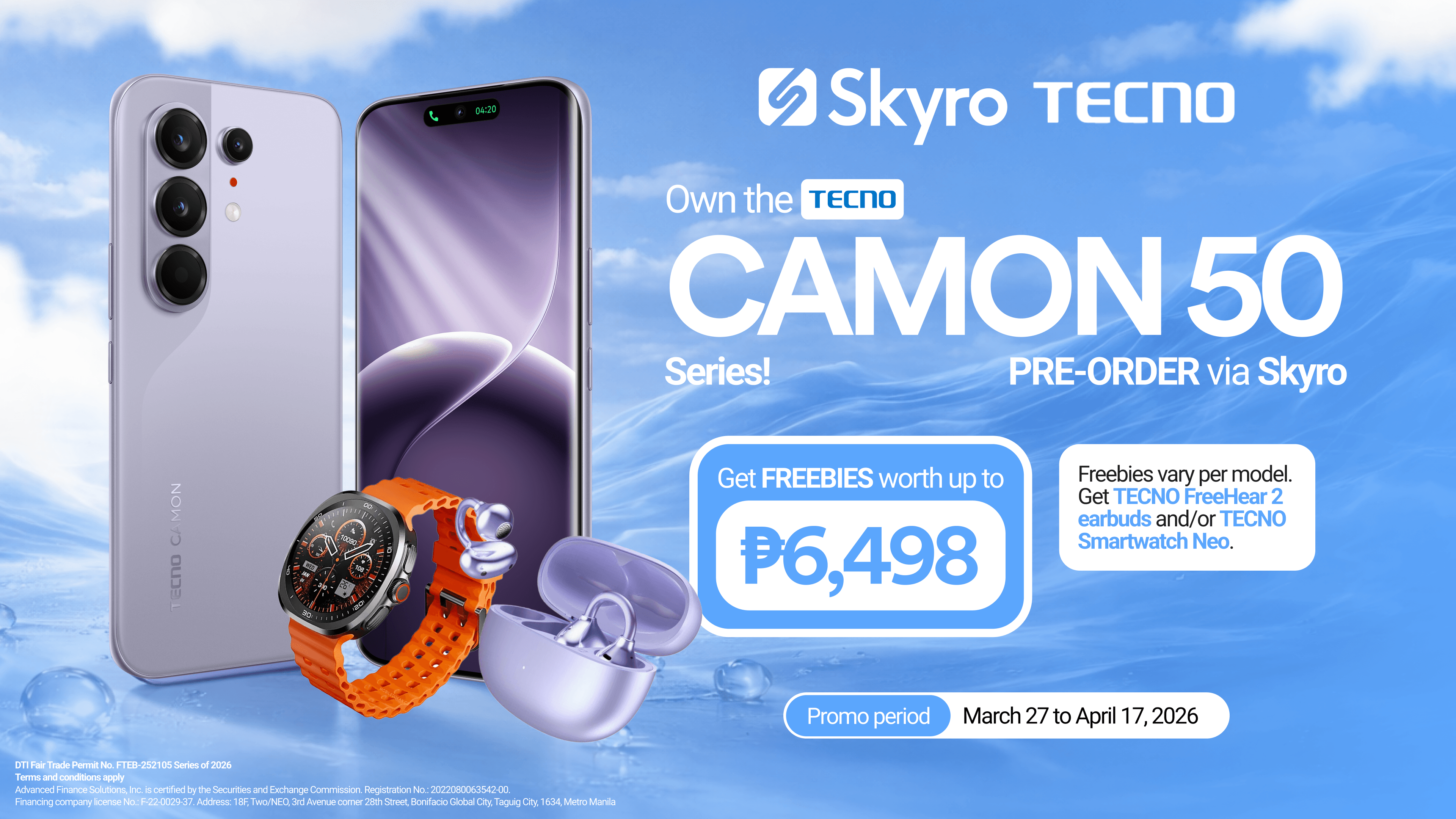 Pre-order the TECNO Camon 50 Series with Skyro and get exclusive freebies
