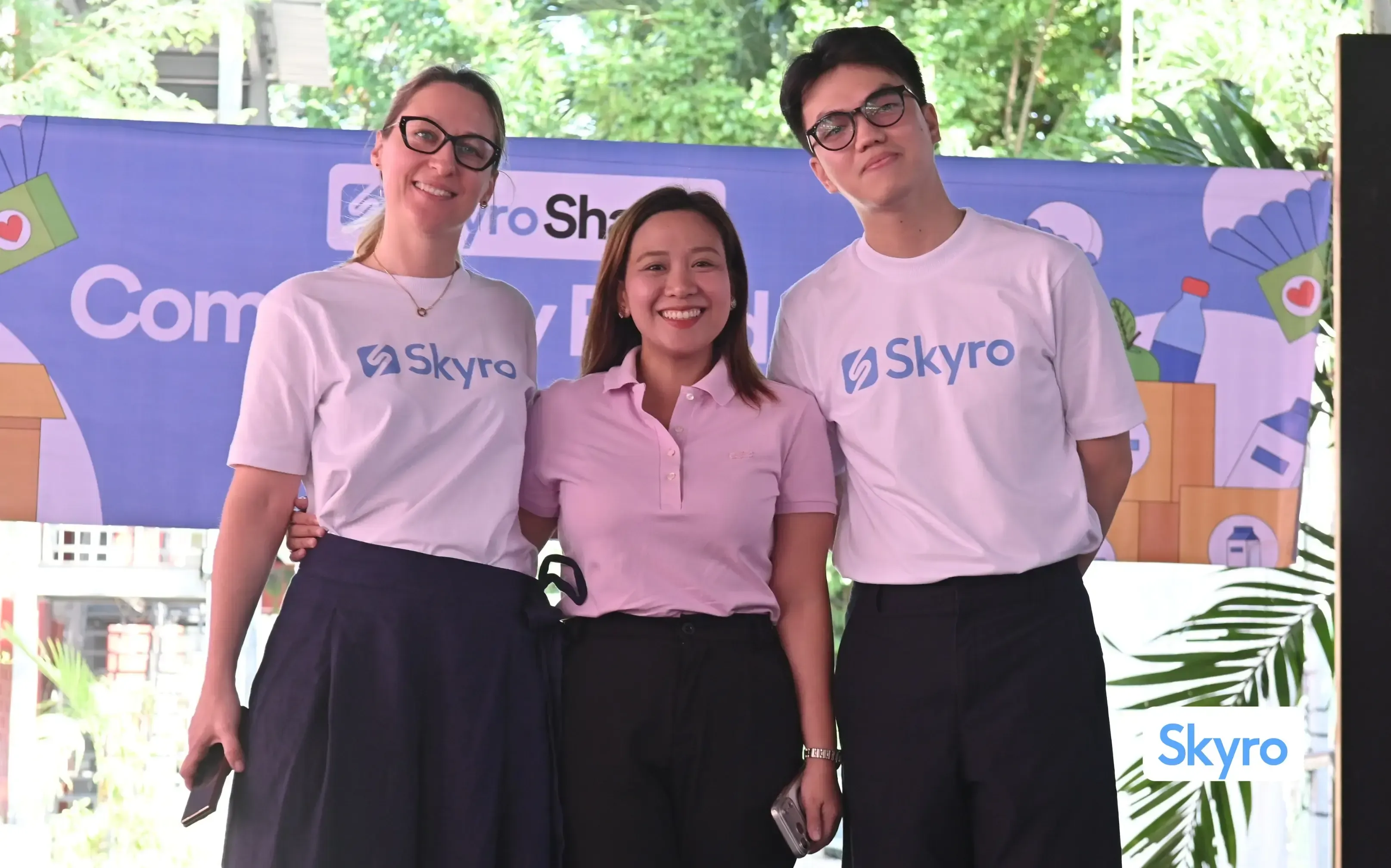 Skyro team with Barangay Captain during SkyroShares Food Community Drive