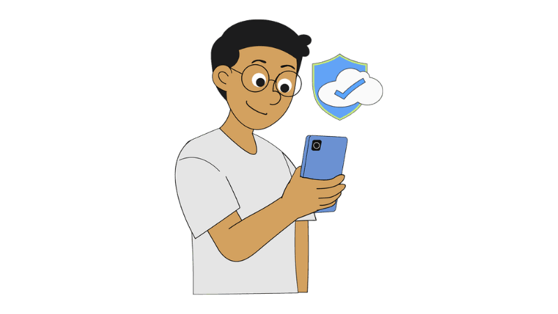 Boss Sky holding phone carefully