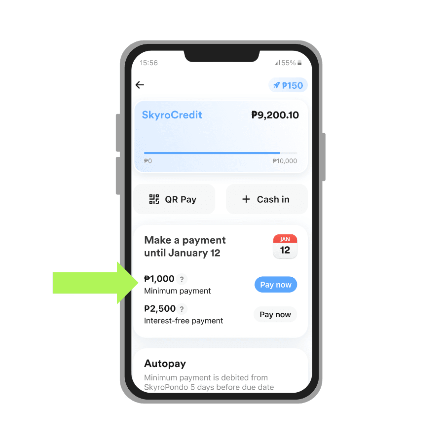 Minimum payment in SkyroCredit