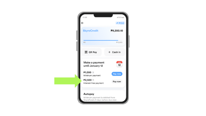 SkyroCredit interest-free payment on your bill